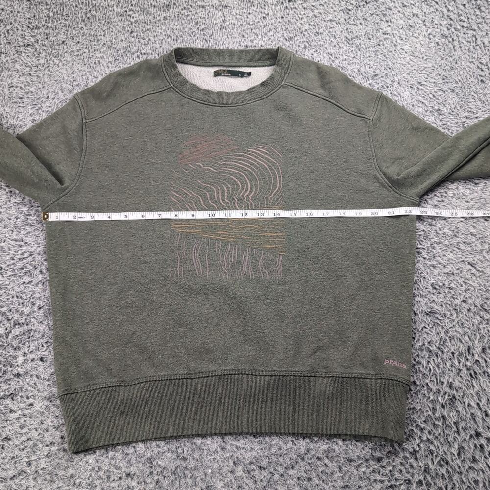 PrAna Sweatshirt Men Small Green Crew Neck Casual Lounge Logo Graphic Athleisure - Picture 3 of 6